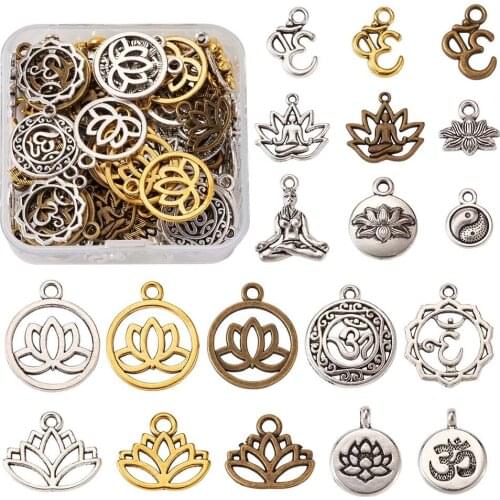 1Box Tibetan Style Alloy Pendants Mixed Shapes for Jewelry Making DIY Bracelet Necklace Decor