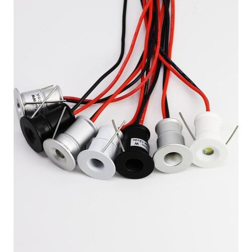 12V Mini LED Spot Downlights Dimmable Lamp Remote Control 1W Recessed Stair Ceiling Light Black White Silver Shell Cabinet Light