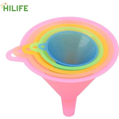 5pcs/set Food-grade Material Kitchen Mini Funnel Pinkycolor Translucent Bar Wine Flask Funnels