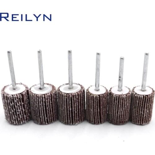 6pcs abrasive mops-wheel spindle mops sand paper wheel mounted flap wheels grinding bits abrasive block polishing wheel