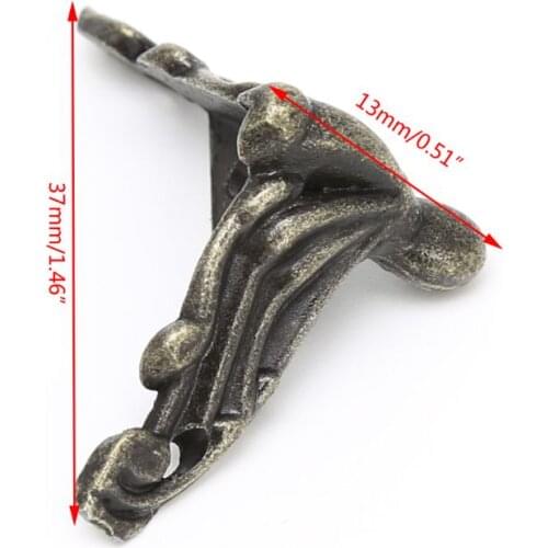 8xDecorative Antique Bronze Jewelry Gift Box Wood Case Feet Leg Corner Protector G32C