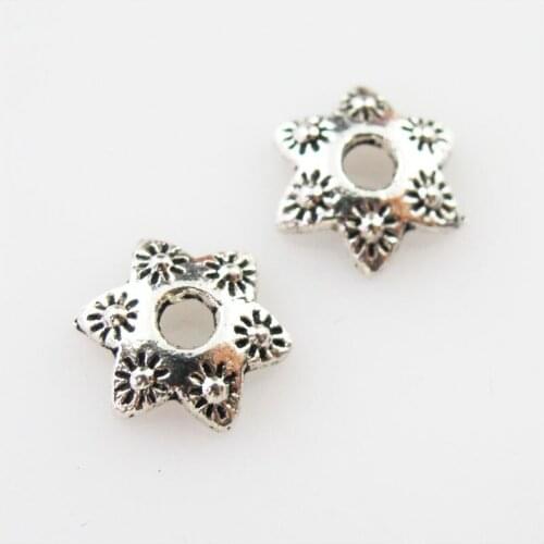 90Pcs Tibetan Silver Sun Flower End Bead Caps Connectors 10mm