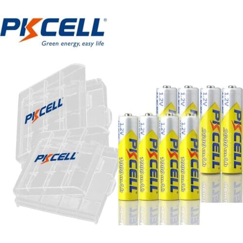 4Pcs PKCELL 1000mAh 1.2V AAA Reachargeable Battery and 4Pcs PKCELL 1.2V AA 2600mAh NIMH reachargeable Battery and 2Pcs box