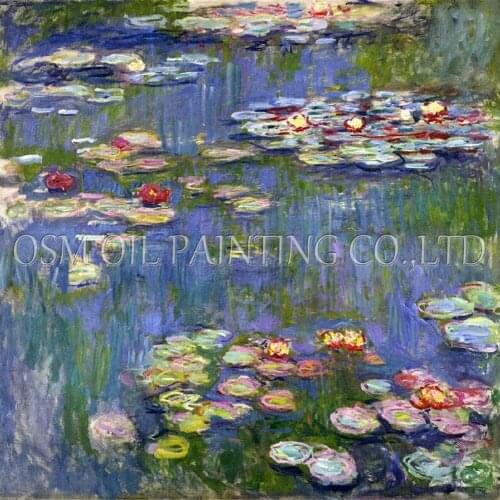 Free Shipping Claude Monet Water Lilies Oil Painting On Canvas Reproduction Impression Lily Flower Oil Painting For Decoration