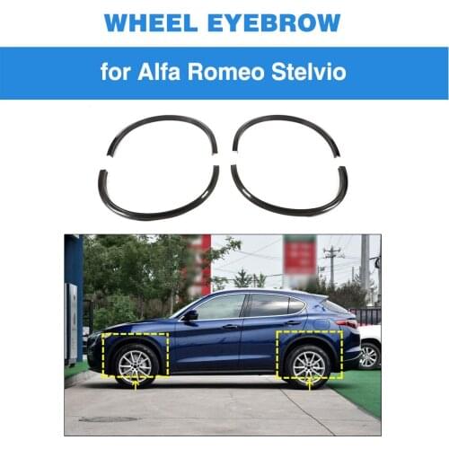 Carbon Fiber / FRP Black Fender Flares for Alfa Romeo Stelvio 2017 2018 Car Front Wheel Mudguards Eyebrow Protect 4pcs/set