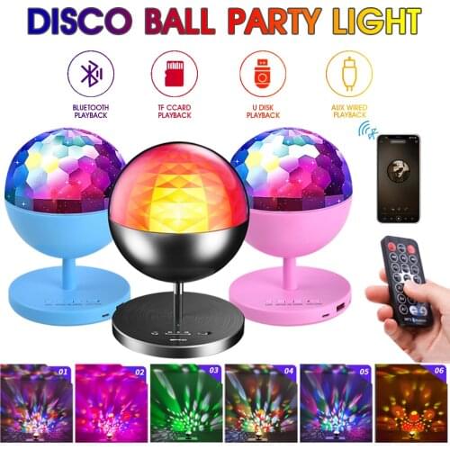 Disco Ball Party Light with Bluetooth-compatible Speaker LED Projector Lights with Remote Control USB AUX Christmas Stage Light