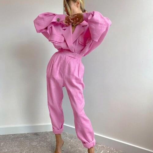 Elegant Solid Color Two-pieces Women Blazer Suit Casual Streetwear Suits Autumn Linen Female Blazer Set Women Coat Pants Sets