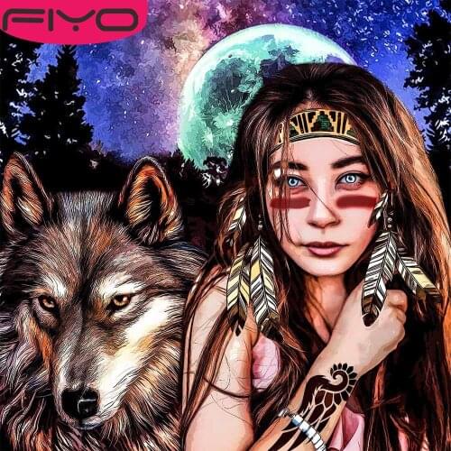 FIYO Full Dill Square Wolf Diamond Painting Picture Of Rhinestone 5D DIY Girl Diamond Embroidery Mosaic Animal Home Decor Gift