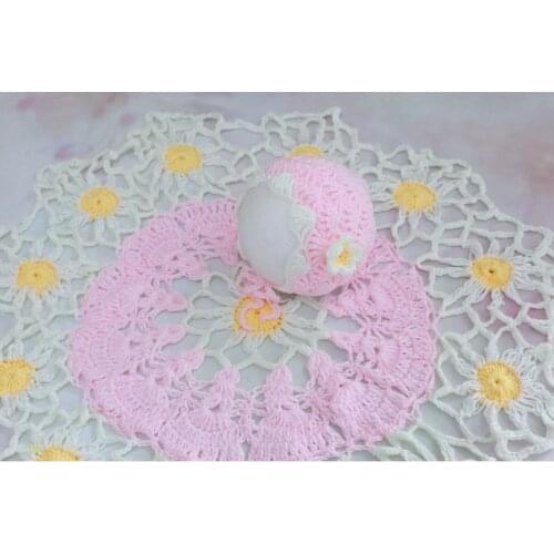 Hot Sale Floral Blanket Bonnet Set Newborn Girl Bonnet Crochet Fabric Layering Basket Filler Backdrop Photography Props