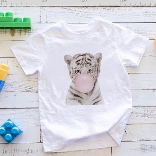 Hipster Hot Selling T Shirt Baby Boys Clothes Personality Creative T-shirt Little Tiger Blowing Bubbles Graphic T Shirt Футболки
