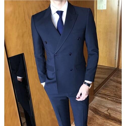 YIWUMENSA Navy Terno Masculino Tuxedo Skinny Formal Men Suits Custom Made Slim Fit Set Wedding Suit For Man 2021 Traje Hombre
