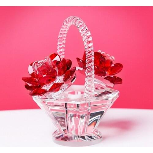 RED ELEGANT CRYSTAL DREAMS FLOWERS FIGURINE COLLECTIBLE STATUE BEST GIFT FOR CHRISTMAS BIRTHDAY HOME WEDDING DECORATION