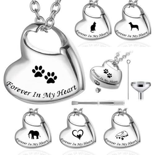 Cremation Jewelry Love Heart Urn Necklaces for Ashes Stainless Steel Pendant Pet Keepsake Ashes Jewelry Forever in My Heat