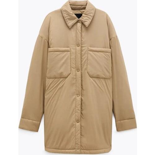 2021 Autumn Winter Women Vintage Green Thin Shirt Parka Coat Casual Pockets Oversize Warm Jacket Loose Long Outwear Female