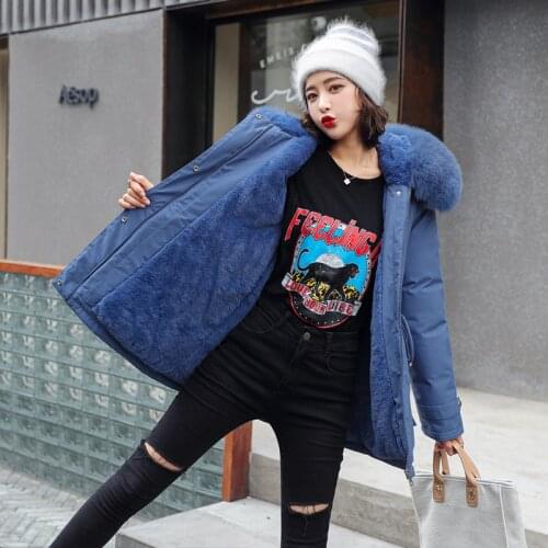 Womens Winter Jackets Solid Hooded with Fur Long Sleeve Pockets Ladies Plus Size Parkas Zipper Black Fleece Liner Coat Female