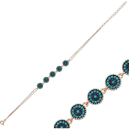 KUTAYDAN 925 Sterling Silver Nano Zirconia stone Society Eye Bracelet