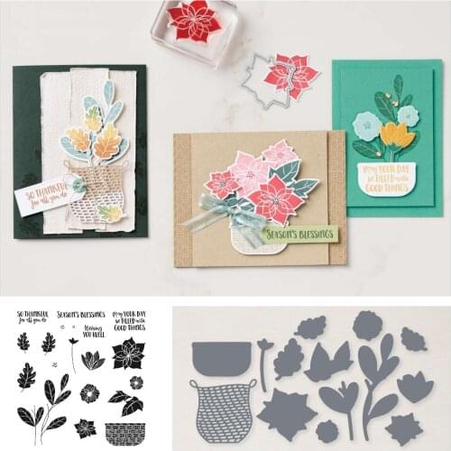 Flower Basket Metal Cutting Dies Stamps Scrapbook Diary Secoration Embossing Stencil Template Diy Greeting Card Handmade 2021