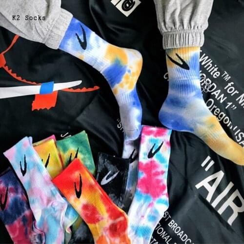 19 Styles Tie-dye Claw marks Men and Women Socks Cotton Harajuku Funny Fashion HipHop Colorful Vortex Skateboard Soft Sockings