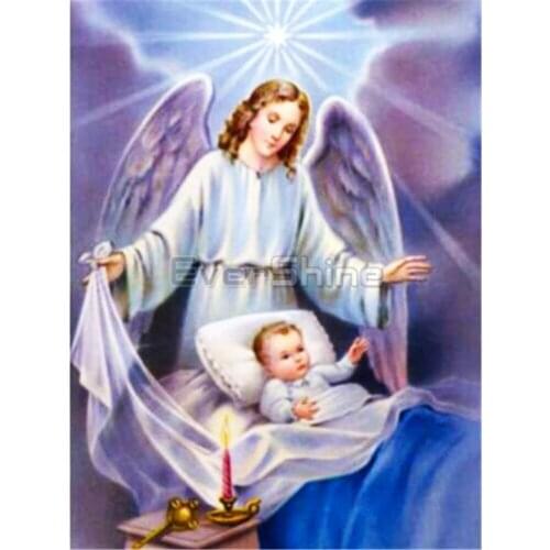 Angel Religion Pre-Printed 11CT Cross Stitch DIY Embroidery Complete Kit DMC Threads Craft Handicraft Knitting Sewing Design