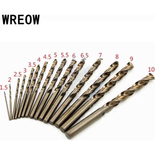 15pcs/Set 1.5-10mm M35 HSS Cobalt Drill Bit Straight Shank Woodworking Twist Drill Bit Kit Metal Hole Saw Cutter Tool