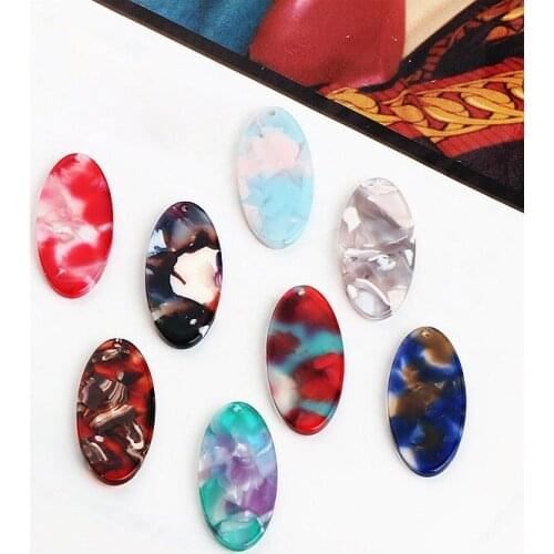 New arrived 30pcs/lot color pattern printing geometry ovals shape acrylic/acetic acid fashion pendants beads diy jewelry making