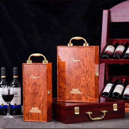New Style Double Leather Box High Grade Red Wine Gift Boxes Single Bottle Wooden Case Home Storage Organizer