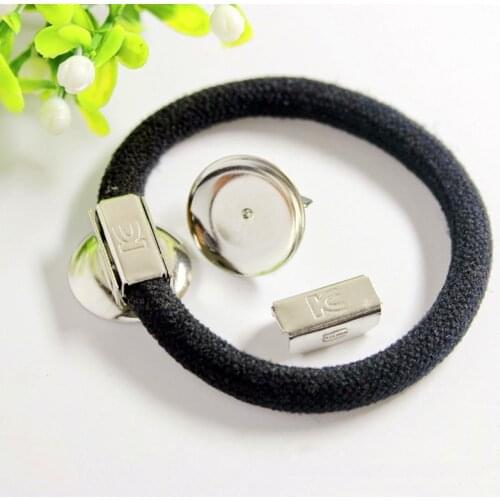 10pcs Hair Clip Base Setting 18mm Base Holder for Elastic Band Rope DIY Jewelry Making Findings Accessories