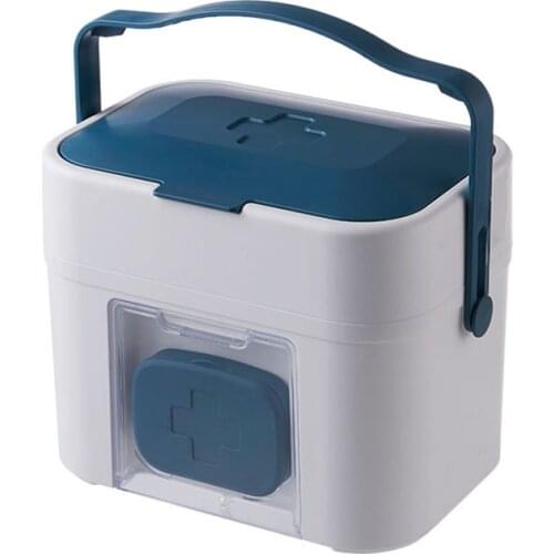 Plastic First Aid Box Multi-layer First Aid Carrying Container, Medicine Storage Box with Portable Handle, Wall Mountable