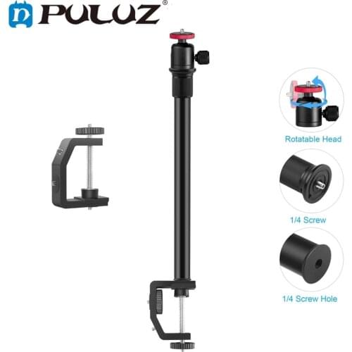 PULUZ Heavy Duty C Camera Clamp Mount Monopod Rod with 1/4 Inch Screw Tabletop Stand For GoPro 9 8 7 6 5 DJI OSMO Sony DSLR SLR
