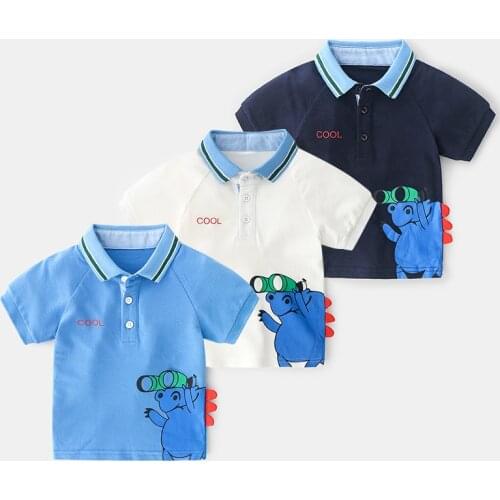 Boys Baby Summer Polo Shirt For Kids Boys Short Sleeve Shirts Cartoon Breathable Polo Shirts For Baby Boy