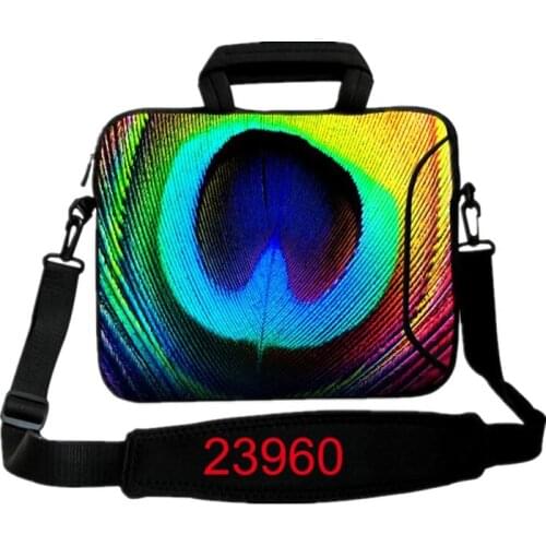 10" 12'' 13" 14" 15" 17" Peacock Feather Laptop Shoulder Bag Handle Notebook Messenger Case Protect Sleeve Pouch Computer Bag