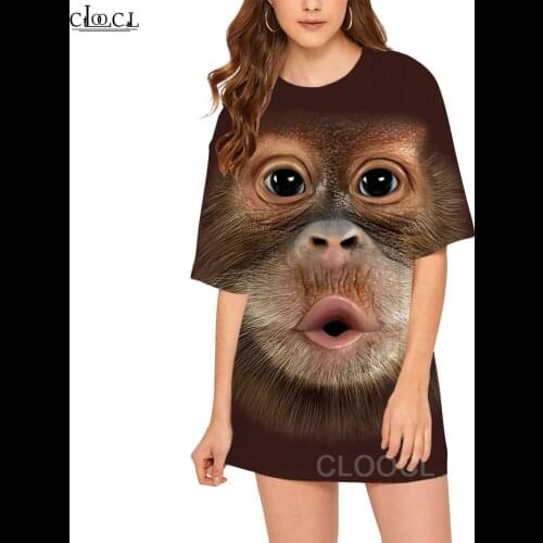 CLOOCL Animal Funny Monkey Fashion Women T-shirt 3D Printed Summer Seaside Beach Casual Loose Short Sleeve Tops