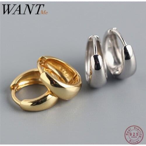 WANTME Genuine 100% 925 Sterling Silver Minimalist Geometric Wide Gothic Stud Earrings for Women Party Punk Hip Hop Fine Jewelry