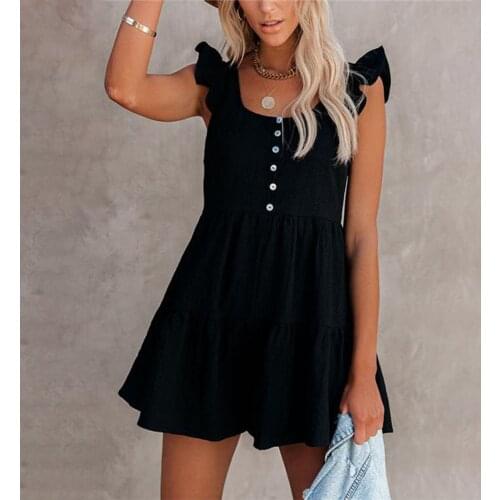 Women Jumpsuit Solid Color Fly Sleeve Summer Loose Ruffled Backless Romper Elegant Playsuits Casual Beach Overall Holiday Daily