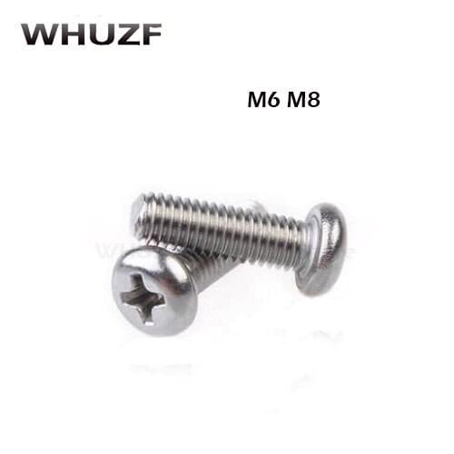 15PCS/20PCS Cross Recessed Pan Head Screw Phillip Thread Metric Machine Round Head Bolt 304 Stainless Steel M6 M8