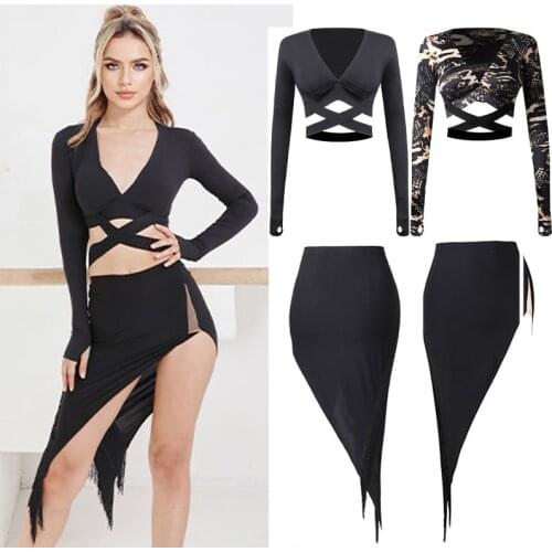 2021 Sexy Latin Dance Costumes Tassel Skirt Practice Clothes Latin Dance Skirts Cha Cha Rumba Ballroom Dance Clothes SL5405