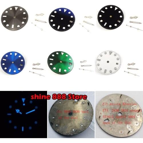 28.5mm Sterile Watch Dial + Silver Watch hands Fit NH35 Movement Watch Accessories