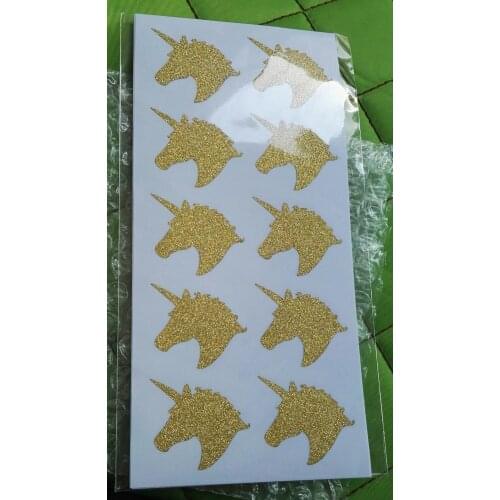 3.8x3.3cm Gold glitter unicorn stickers