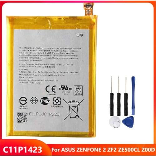 Original Replacement Phone Battery C11P1423 For ASUS ZENFONE 2 ZF2 ZE500CL Z00D Genuine Rechargable Batteries 2500mAh With Tools