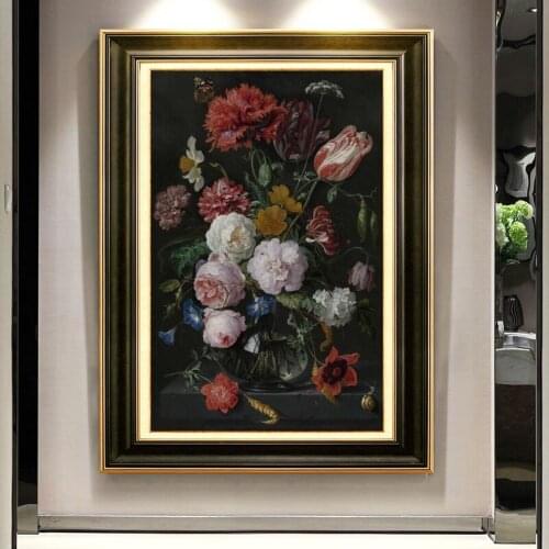 European Classic Still Life Oil Painting Posters Print on Canvas Wall Art Painting Bright Flowers Pictures for Living Room Decor