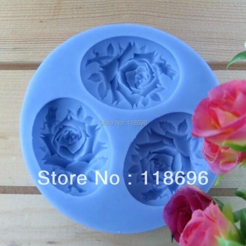 Wafer chocolate mold rose(3PCS/SET)silica gel chocolate Manufacture mold