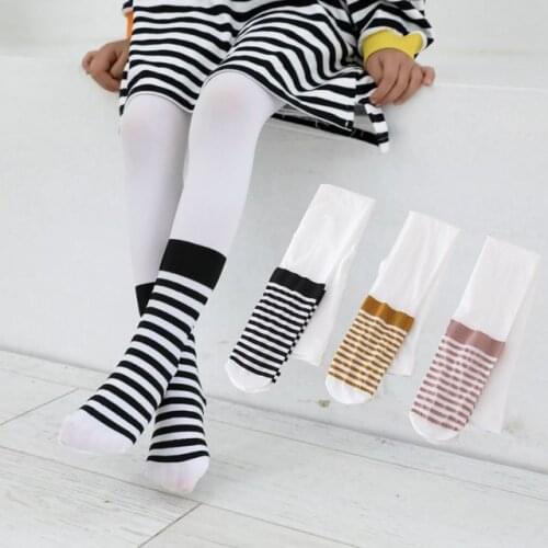 Spring summer new children girls pantyhose anti-pilling stitching striped fashion casual elastic dance kids tights