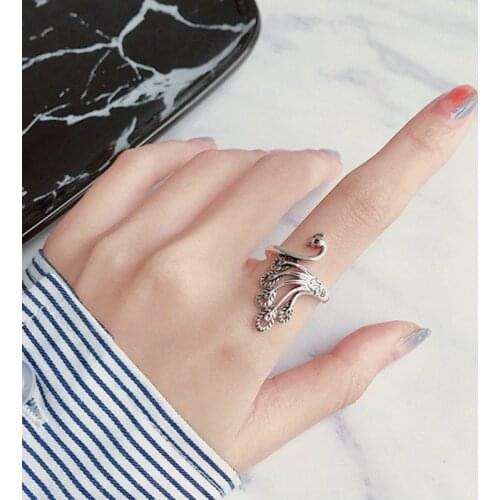 Summer Bohemian Ethnic Peacock Ring For Women Female Fashion Finger Rings Korean Rings Girl Party Gift Gothic Jewelry