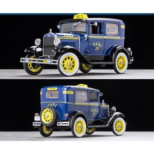 Diecast 1:18 Ford Model A Taxi Classic Car Simulation Alloy Vehicle Static Collection Decoration Souvenir Ornaments Display Gift
