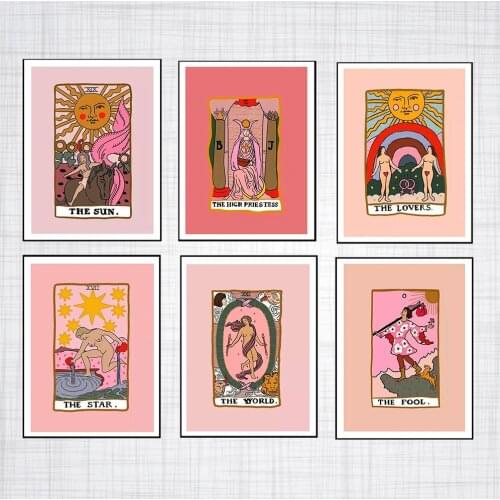 Nordic Abstract The Lovers Tarot Wall Art Pictures Canvas Painting Sun Empress Priestess Posters Prints Living Room Home Decor