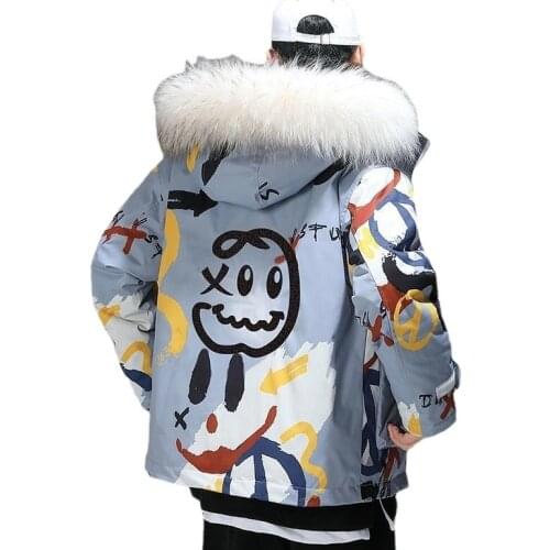 YAPU 2021 New Mens Down Jacket With Big Real Collar Warm Casual Waterproof Down Winter Coat Long Coat with Hooded Compressible