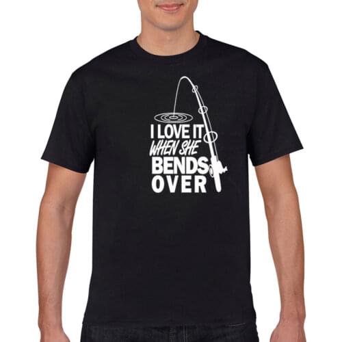 I love her folding fishermans gift fishing shirt fun Shirt Short Sleeve Unisex T-shirt on Peach T-shirt