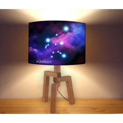 Aquarius Zodiac Star Pattern Lampshade Modern Bedside Lamp, Night light