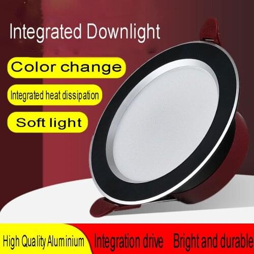 LED Ceiling Lamp Three Color Dimming 3-Inch Integrated Surface Mounted Downlight Embedded Household Living Room Aisle Spotlight