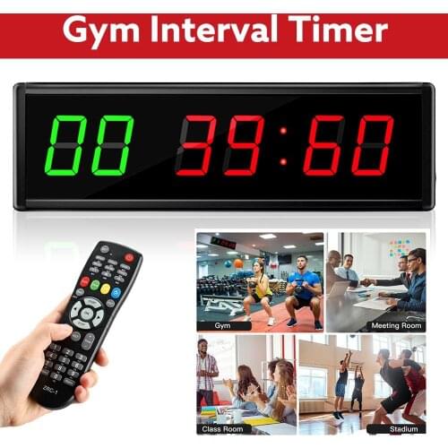 Workouts timer LED Remote Wall Clock Stopwatch Interval Timer Prescise Electronicl Clock with Remote for Gym Fitness Training
